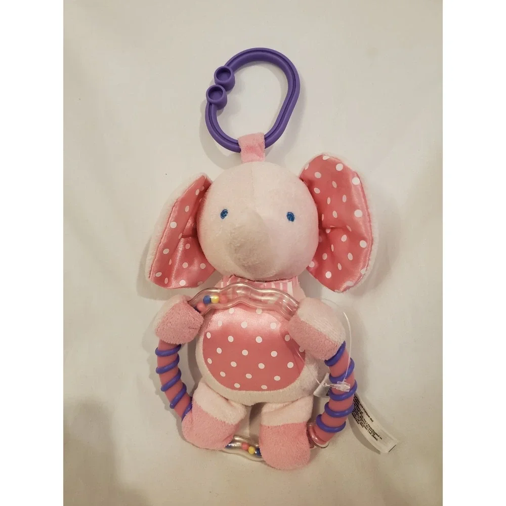 Vintage Babies R Us Pink Elephant Baby Rattle Hanging Toy